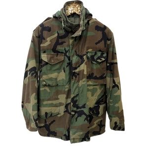 Unisex Vintage Camo Hooded Army Jacket